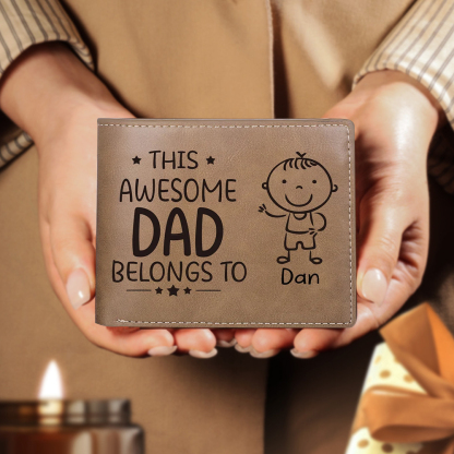 Jessemade UK 1 Name-Personalized Doll Customized Leather Men's Wallet Customized Name Folding Wallet for Dad 24.99 m1-c1-n1