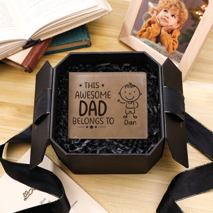 1 Name-Personalized Doll Customized Leather Men's Wallet Customized Name Folding Wallet for Dad