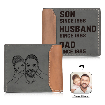 Jessemade UK Personalized Photo Customized Leather Men's Wallet Customized with 3 Dates as Father's Day Gift for Dad 22.99 m1-ad3