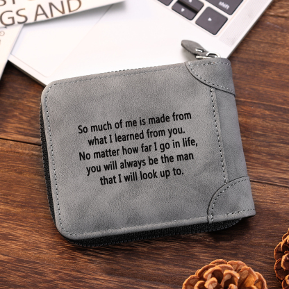 Photo Personalized Leather Zipper Men's Wallet Custom Text Fold Wallet for Dad