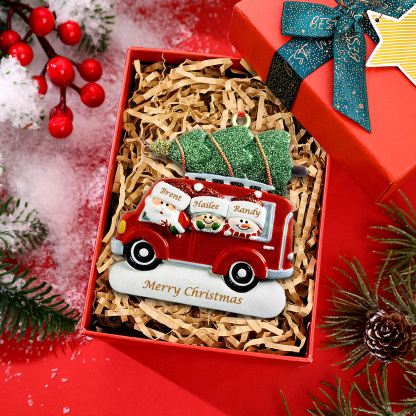 Personalized Christmas Ornament with Santa and Tree - Customize 3 Names and 1 Text Home Decorations | Jessmade