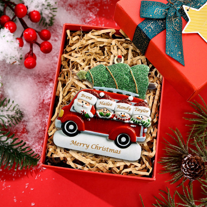 Personalized Christmas Ornament with Santa and Tree - Customize 4 Names and 1 Text Home Decorations | Jessmade