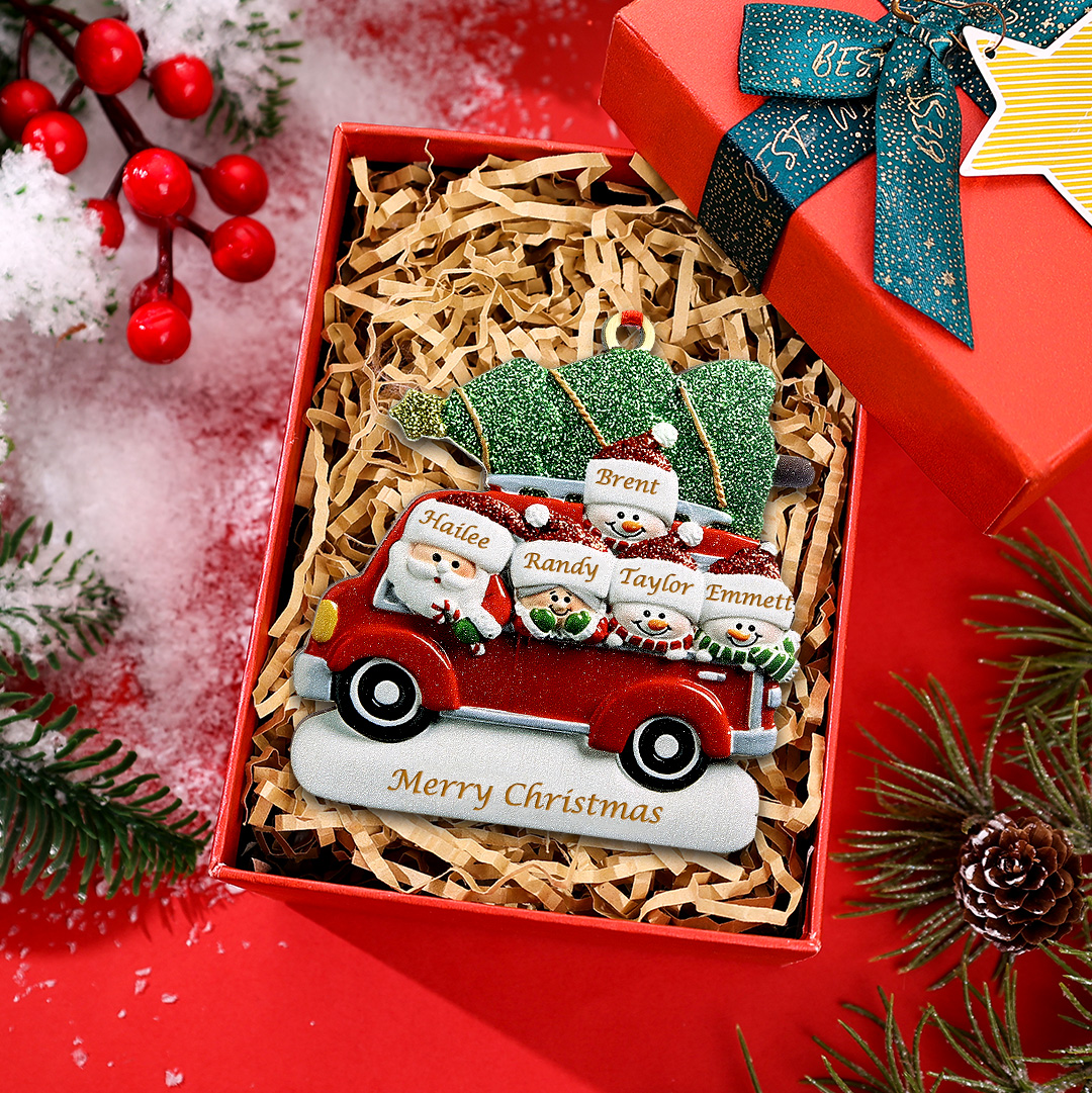 Personalized Christmas Ornament with Santa and Tree - Customize 5 Names and 1 Text Home Decorations | Jessmade