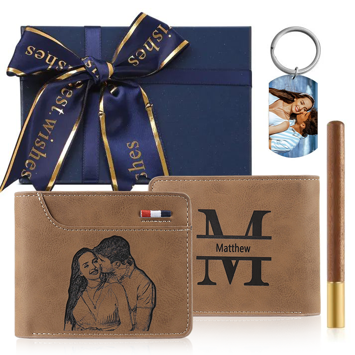 [Copy]Personalised Men’s Wallet Gift Set with Custom Photo, Name, Letter & Text – Valentine’s Day Gift for Him | Jessemade