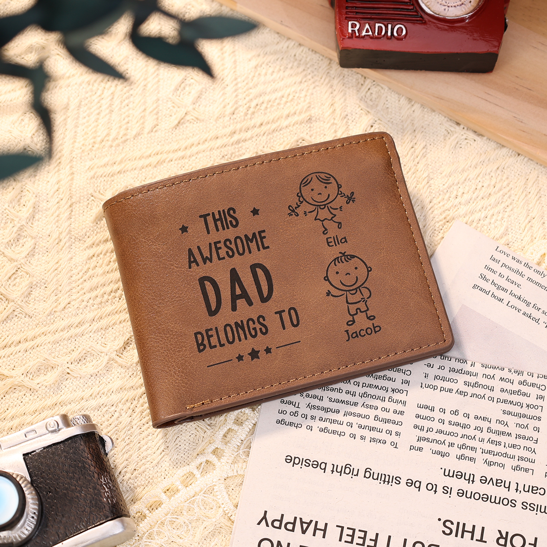 2 Names-Personalized Doll Customized Leather Men's Wallet Customized N