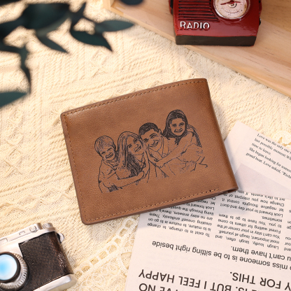 2 Names-Personalized Doll Customized Leather Men's Wallet Customized Name Folding Wallet for Dad