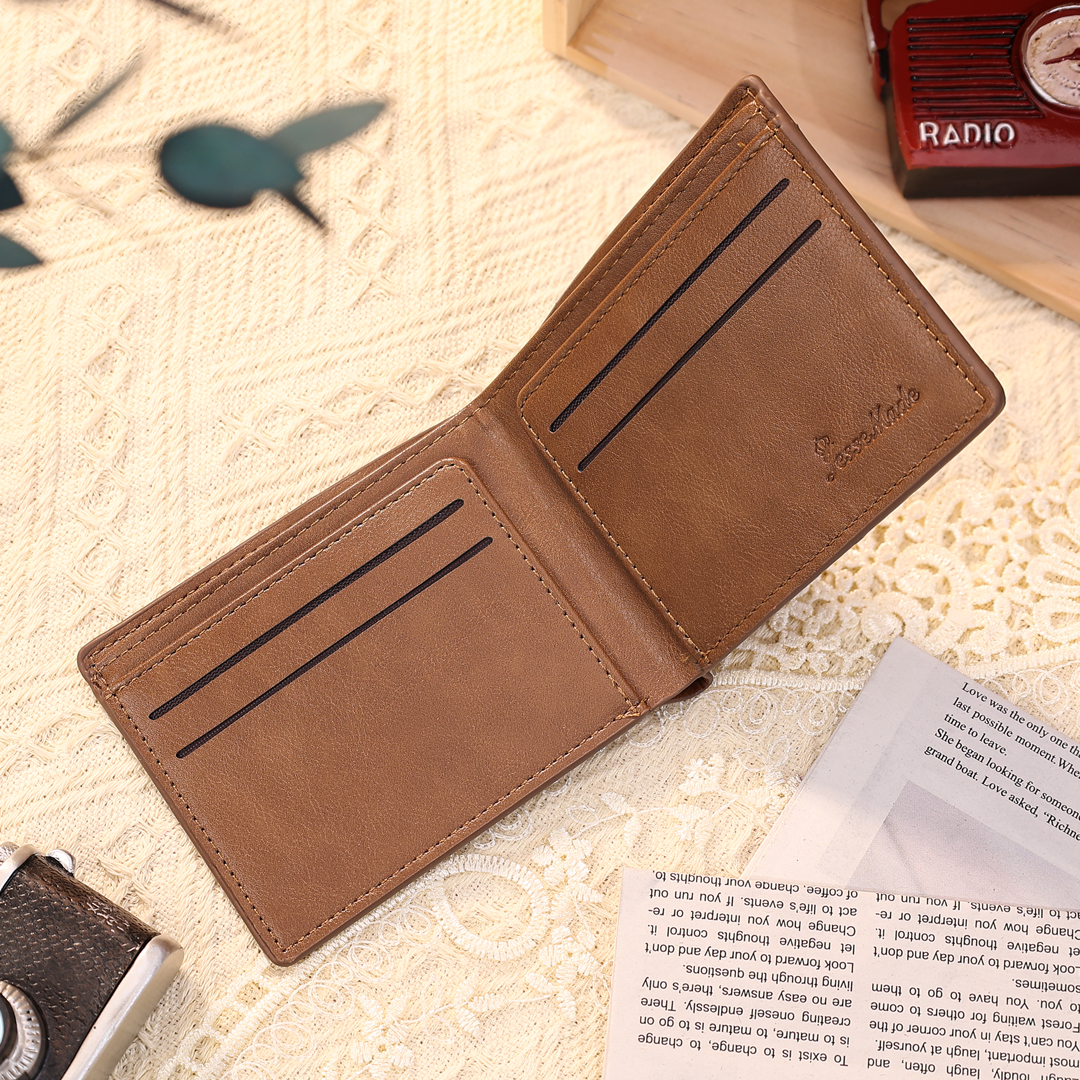 2 Names-Personalized Doll Customized Leather Men's Wallet Customized Name Folding Wallet for Dad