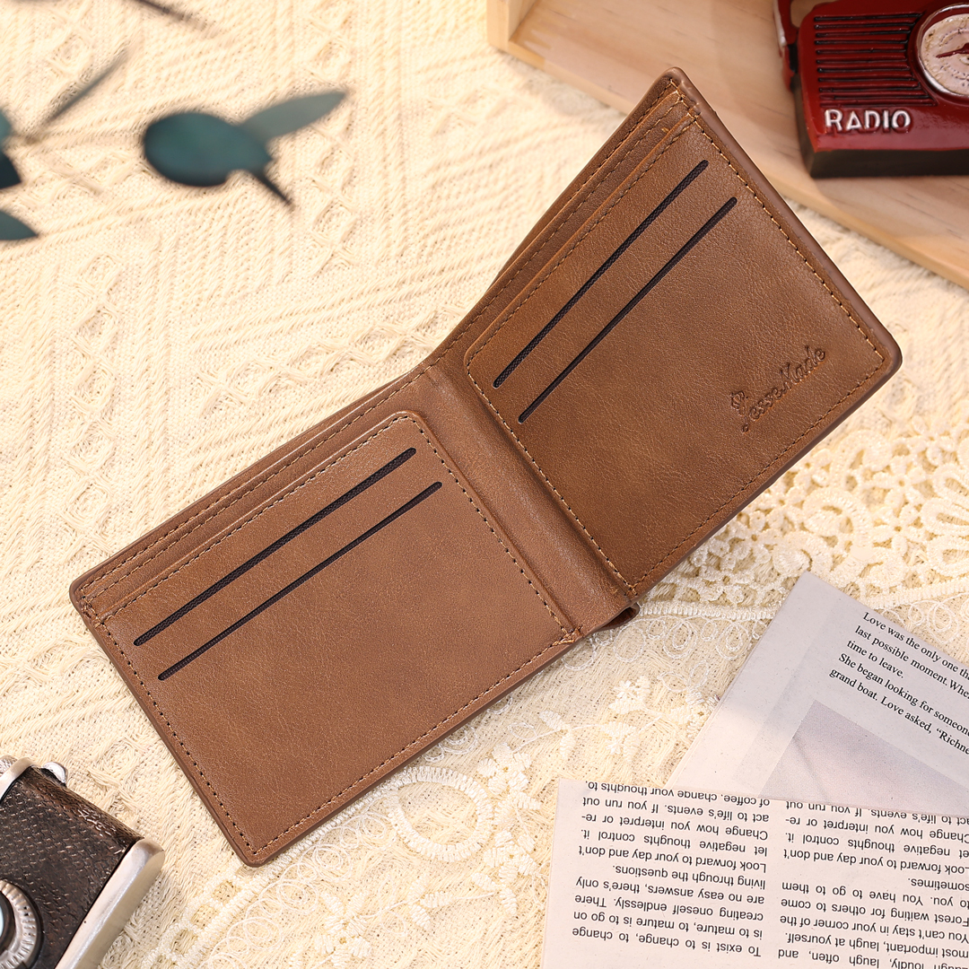 2 Names-Personalized Doll Customized Leather Men's Wallet Customized Name Folding Wallet for Dad