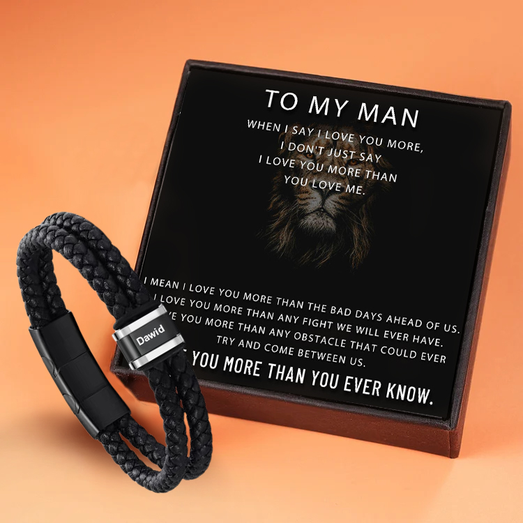 Personalized Men's Bracelet - Custom Bead Bracelet With Gift Box Engraved 3 Names Personalized Gift for Dad | Jessemade
