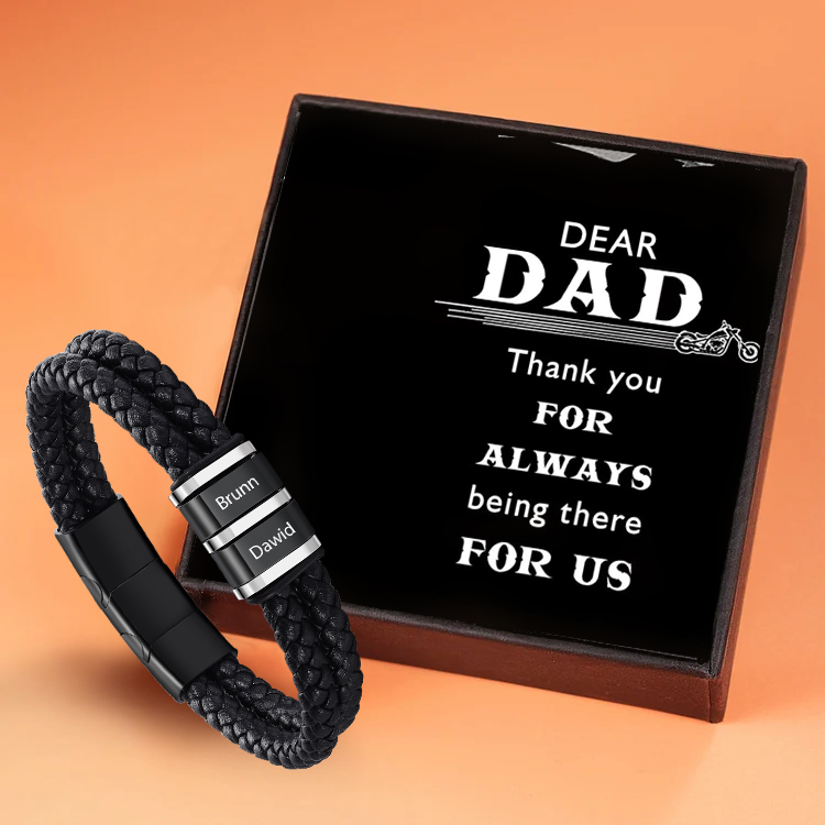 Personalized Men's Bracelet - Custom Bead Bracelet With Gift Box Engraved 3 Names Personalized Gift for Dad | Jessemade