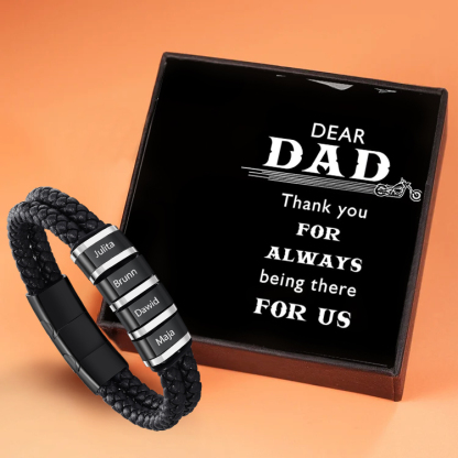 Personalized Men's Bracelet - Custom Bead Bracelet With Gift Box Engraved 3 Names Personalized Gift for Dad | Jessemade