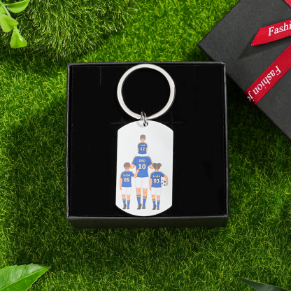 1-3 Names-Personalized Dad's Football Team Fist Keychain Custom Names Gift For Dad