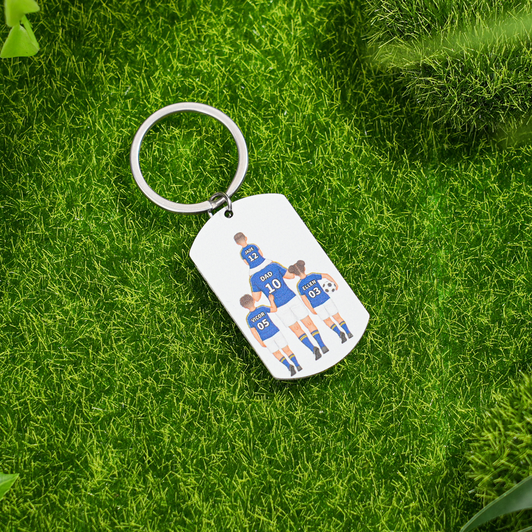 1-3 Names-Personalized Dad's Football Team Fist Keychain Custom Names Gift For Dad