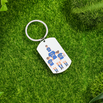 1-3 Names-Personalized Dad's Football Team Fist Keychain Custom Names Gift For Dad