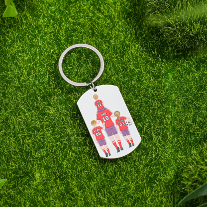 1-3 Names-Personalized Dad's Football Team Fist Keychain Custom Names Gift For Dad