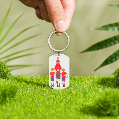 1-3 Names-Personalized Dad's Football Team Fist Keychain Custom Names Gift For Dad