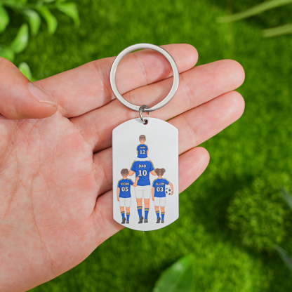 1-3 Names-Personalized Dad's Football Team Fist Keychain Custom Names Gift For Dad