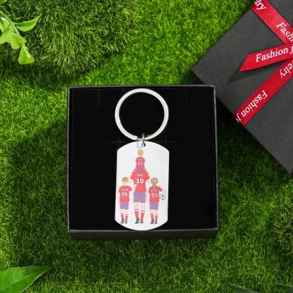 1-3 Names-Personalized Dad's Football Team Fist Keychain Custom Names Gift For Dad