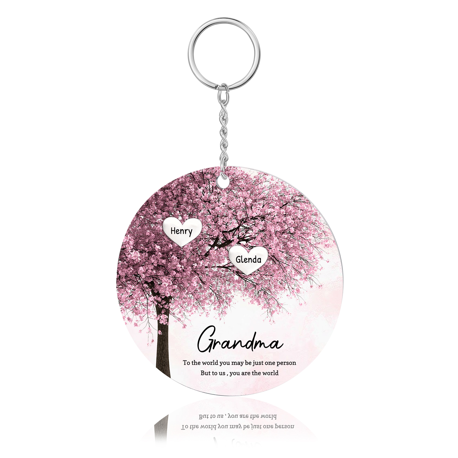 2 Names-Personalized Tree of Life Customized 2 Names and 2 Text Keychain Family Tree Keychain for Grandma/Mom