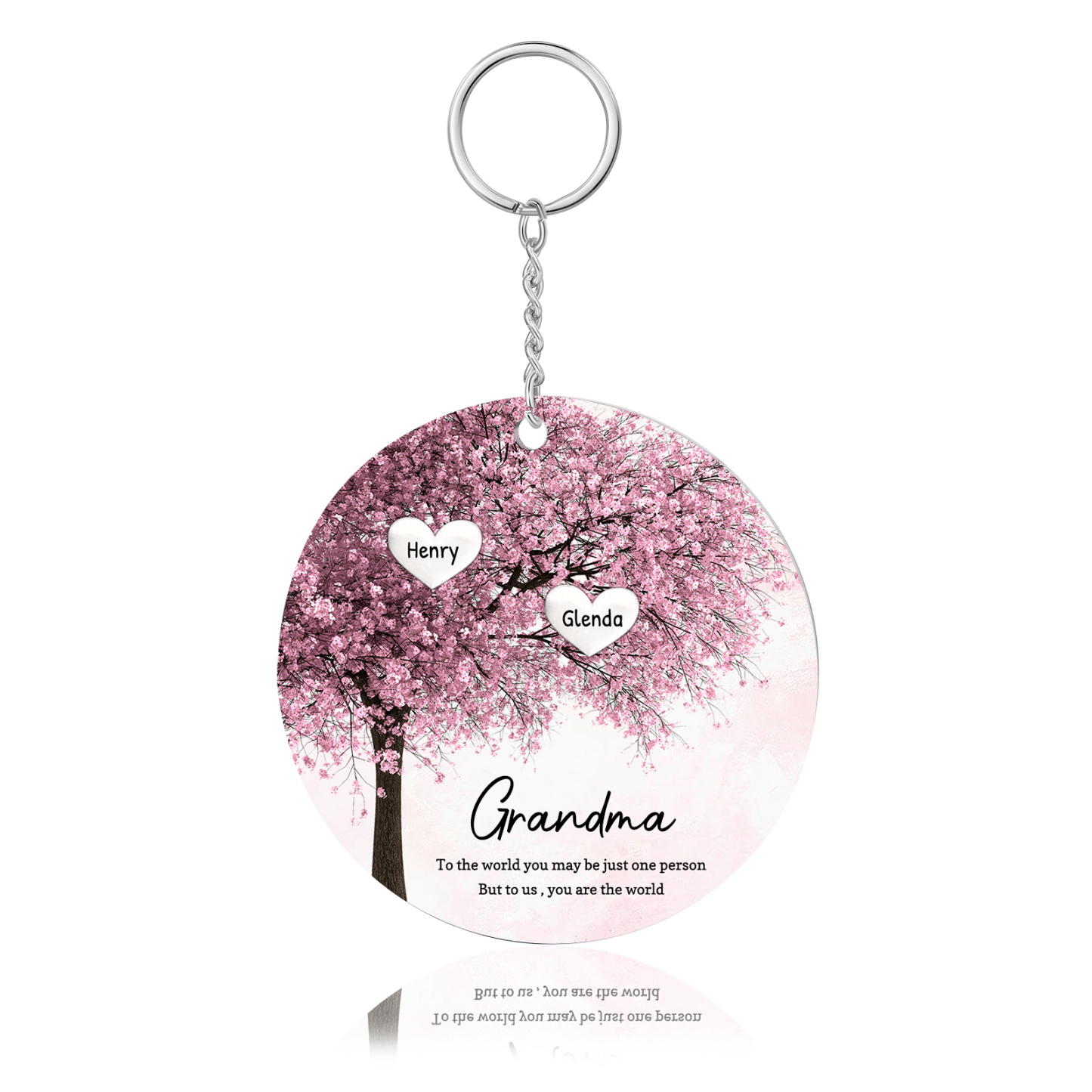 2 Names-Personalized Tree of Life Customized 2 Names and 2 Text Keychain Family Tree Keychain for Grandma/Mom