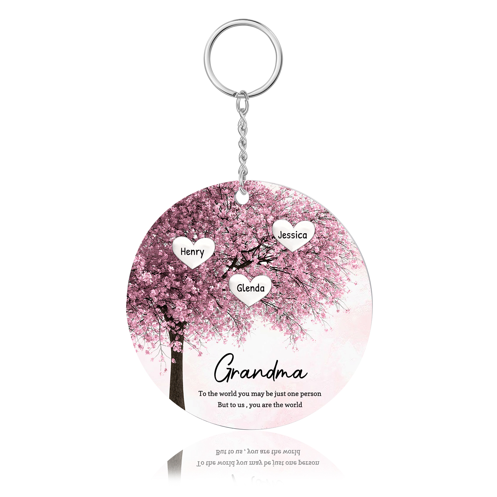 3 Names-Personalized Tree of Life Customized 3 Names and 2 Text Keychain Family Tree Keychain for Grandma/Mom