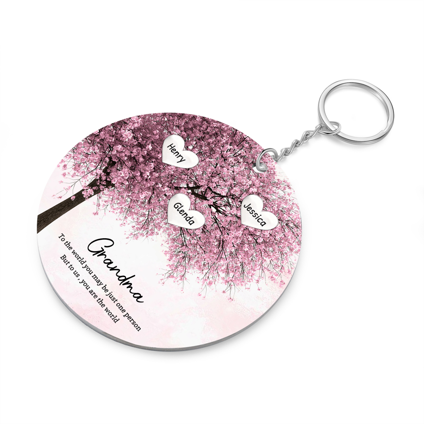 3 Names-Personalized Tree of Life Customized 3 Names and 2 Text Keychain Family Tree Keychain for Grandma/Mom