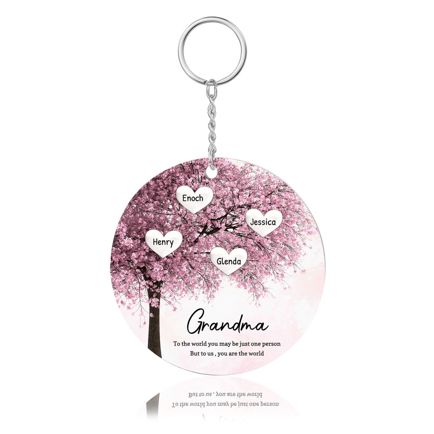 4 Names-Personalized Tree of Life Customized 4 Names and 2 Text Keychain Family Tree Keychain for Grandma/Mom