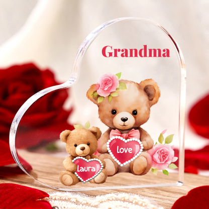 1 Name-Personalized Bear Acrylic Heart Keepsake Custom Text Acrylic Pl