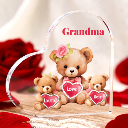 2 Names-Personalized Bear Acrylic Heart Keepsake Custom Text Acrylic P