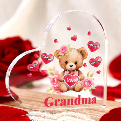 1 Name-Personalized Bear Acrylic Heart Keepsake Custom Text Acrylic Pl