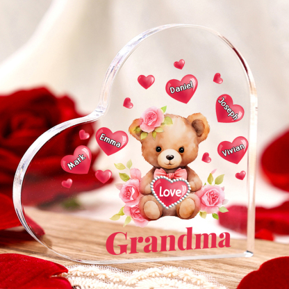1 Name-Personalized Bear Acrylic Heart Keepsake Custom Text Acrylic Pl