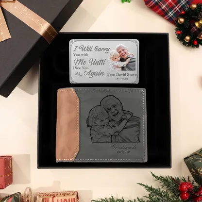 Personalised Men's Wallet Set with Custom Photo & Name Memorial Gift f