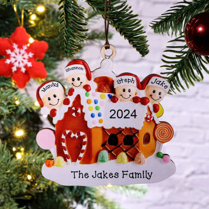 Cookie House Christmas Ornament Custom 3 Names Hanging Ornament Gifts For Family