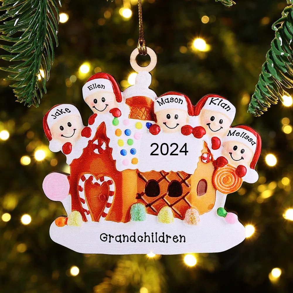 Cookie House Christmas Ornament Custom 3 Names Hanging Ornament Gifts For Family