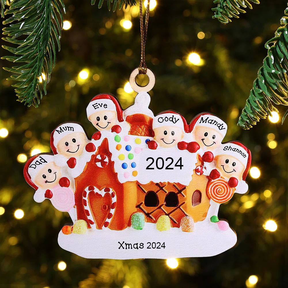 Cookie House Christmas Ornament Custom 3 Names Hanging Ornament Gifts For Family