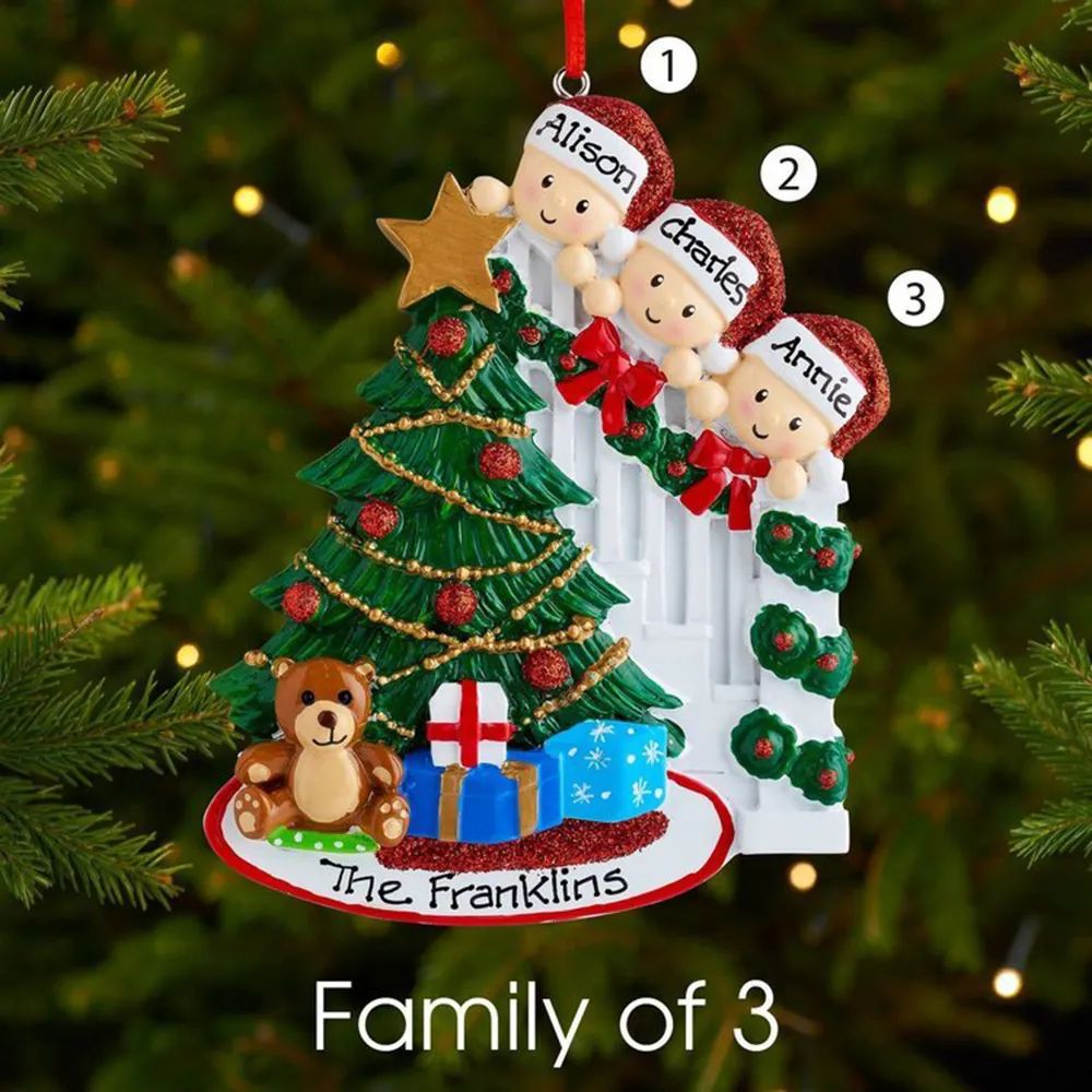 Customized Family Christmas Tree Ornament With 5 Names Hanging Ornament