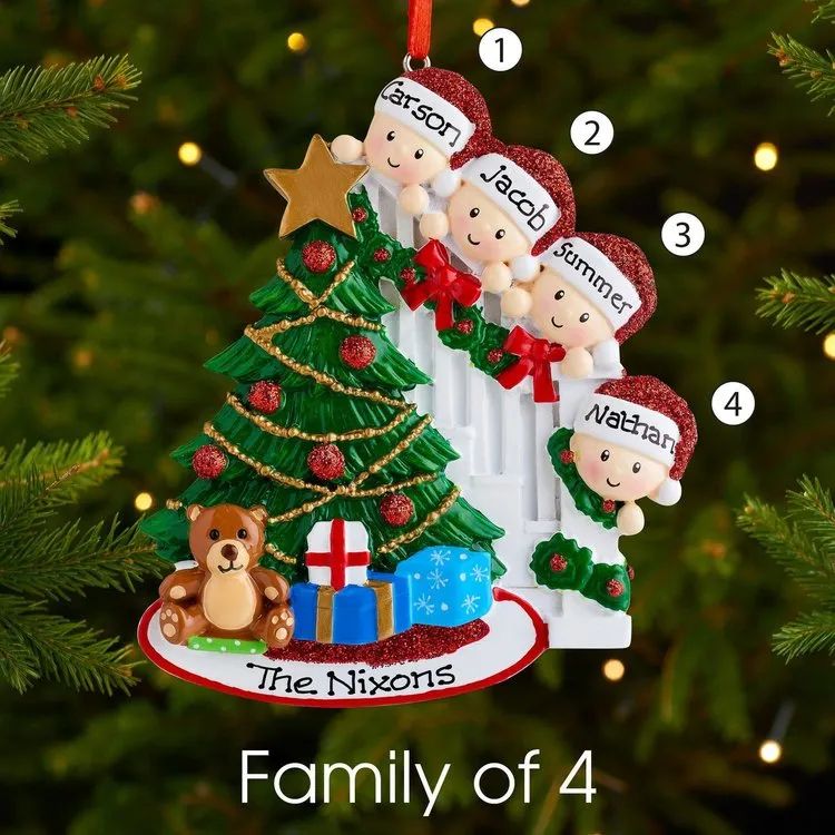 Customized Family Christmas Tree Ornament With 5 Names Hanging Ornament