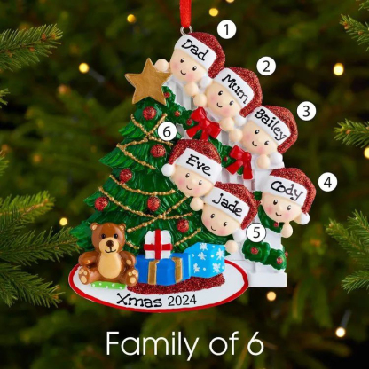 Customized Family Christmas Tree Ornament With 5 Names Hanging Ornament