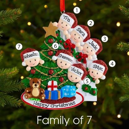 Customized Family Christmas Tree Ornament With 5 Names Hanging Ornament