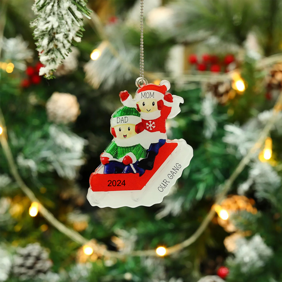 4 Names-Personalized Family Acrylic Christmas Xmas Tree Decoration Ornament-Custom 4 Names And Text Hanging Ornament Gifts For Family