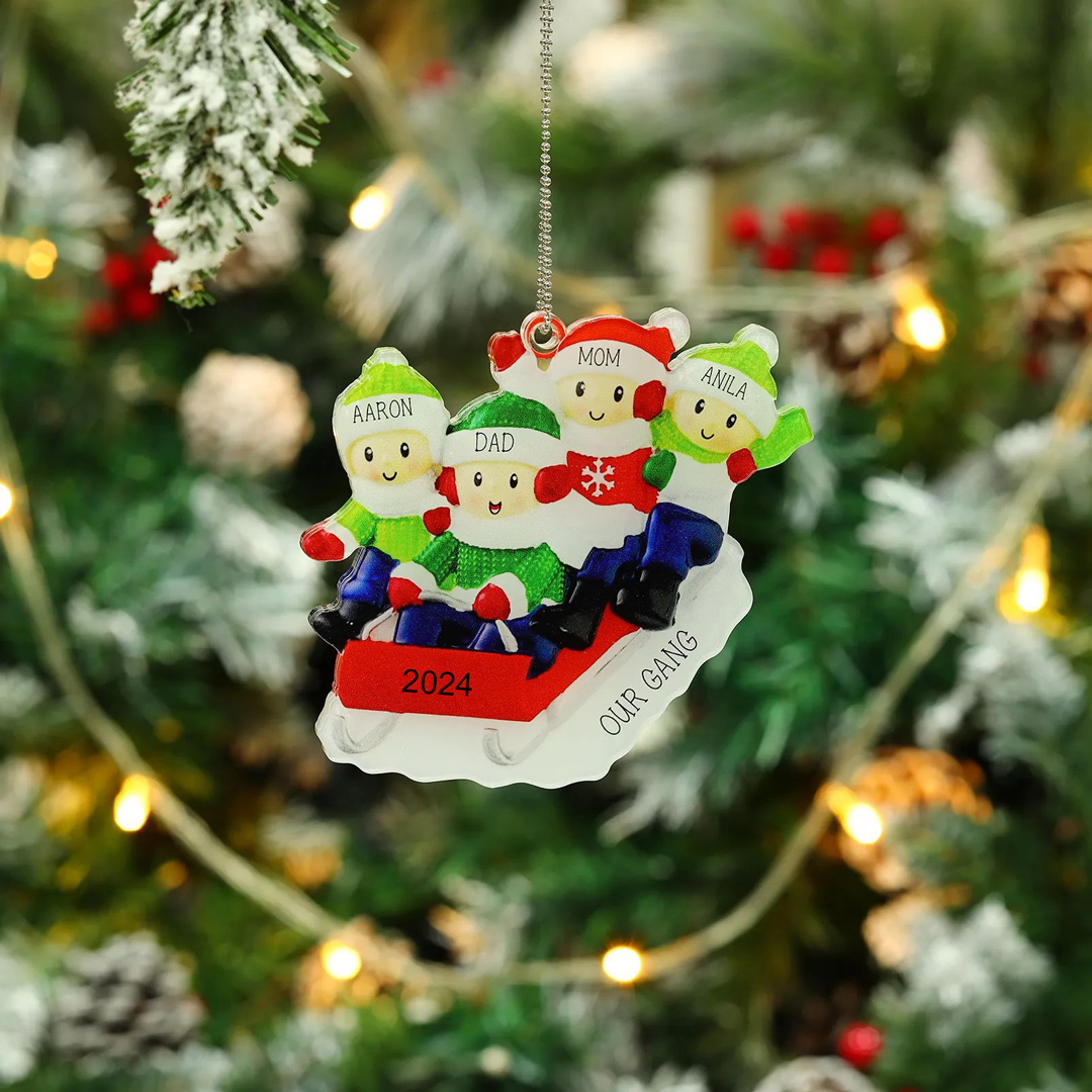 4 Names-Personalized Family Acrylic Christmas Xmas Tree Decoration Ornament-Custom 4 Names And Text Hanging Ornament Gifts For Family
