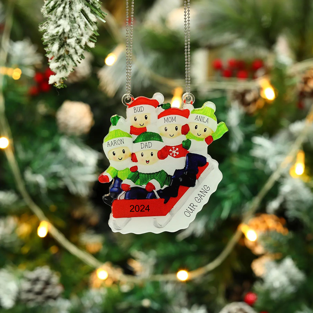 4 Names-Personalized Family Acrylic Christmas Xmas Tree Decoration Ornament-Custom 4 Names And Text Hanging Ornament Gifts For Family