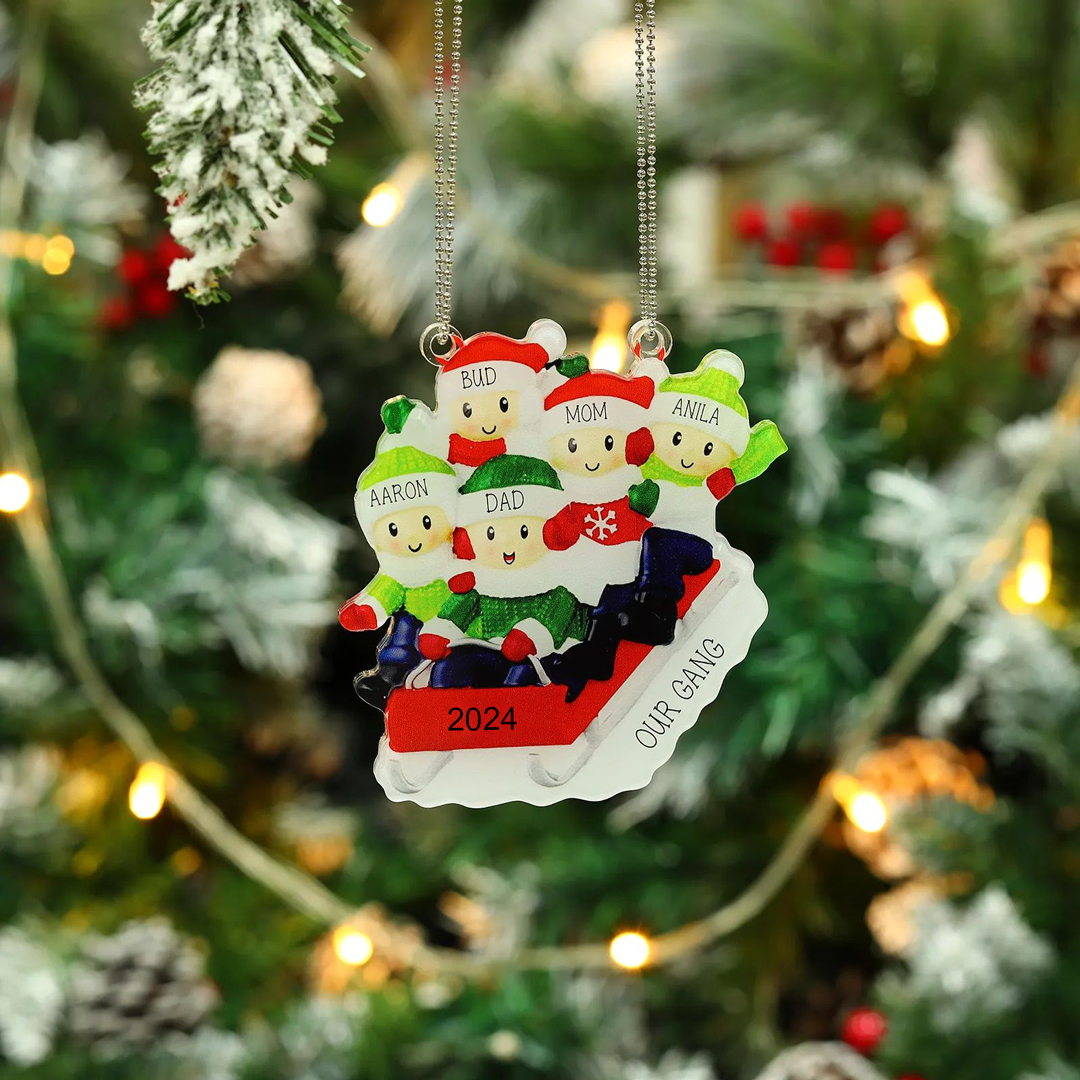 4 Names-Personalized Family Acrylic Christmas Xmas Tree Decoration Ornament-Custom 4 Names And Text Hanging Ornament Gifts For Family