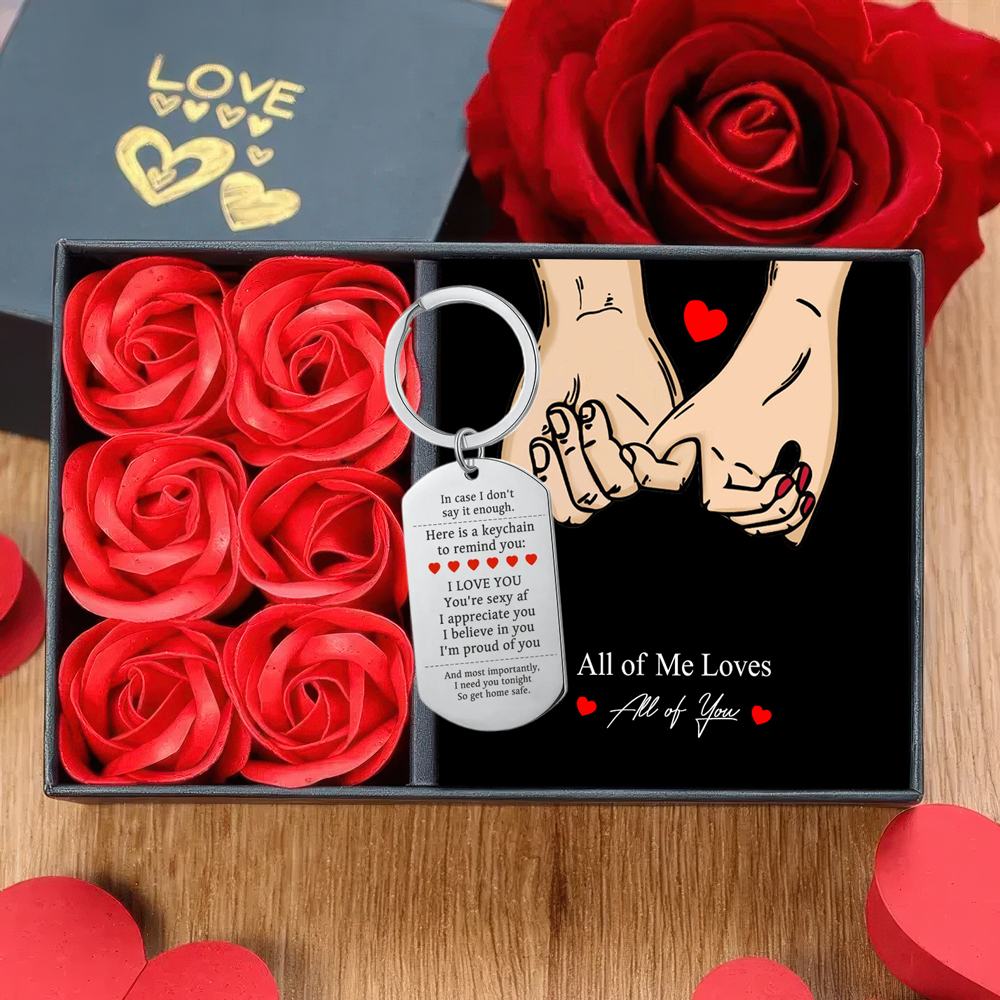 [Copy]Personalized Couple Keychain Custom 2 Names Keyring "Get Home Safe" Stainless Steel Keychain