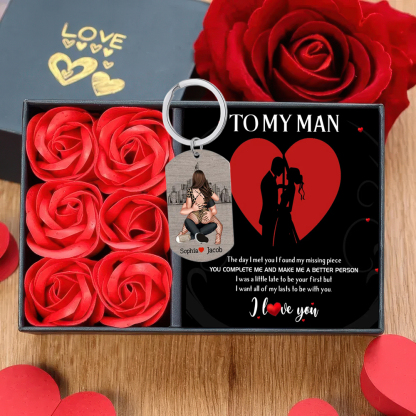 Personalized Couple Keychain with Custom 2 Names Get Home Safe Keyring