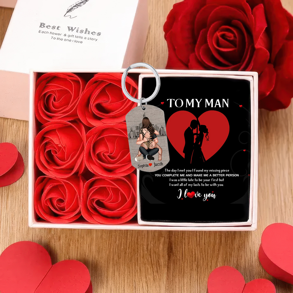 [Copy]Personalized Couple Keychain Custom 2 Names Keyring "Get Home Safe" Stainless Steel Keychain