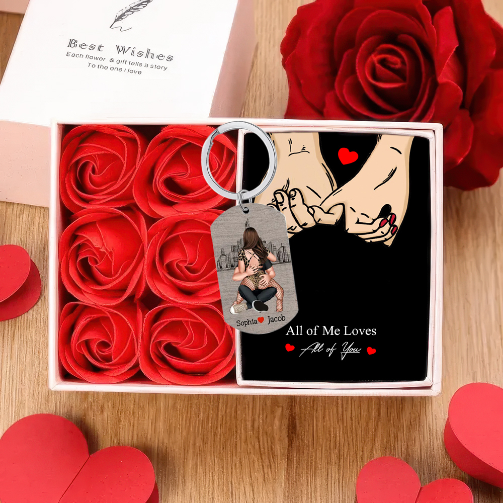 [Copy]Personalized Couple Keychain Custom 2 Names Keyring "Get Home Safe" Stainless Steel Keychain