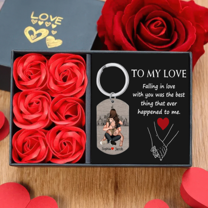 [Copy]Personalized Couple Keychain Custom 2 Names Keyring "Get Home Safe" Stainless Steel Keychain