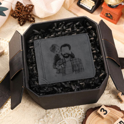 Personalized Men's Wallet with Custom Photo & Name & Letter PU Leather Wallet Couple Gift for Him | Jessemade