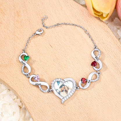 2-5 Birthstones & Names & Photo - Personalized Birthstone Beautiful Bracelet Gift for Mom